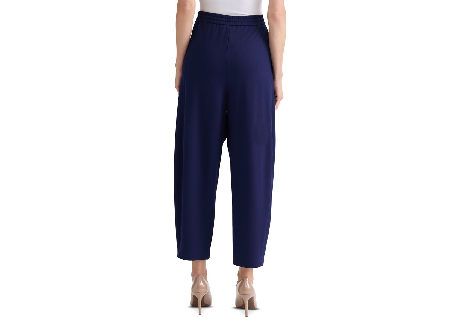 Petite Pull-On Barrel-Leg Mid-Rise Pants
