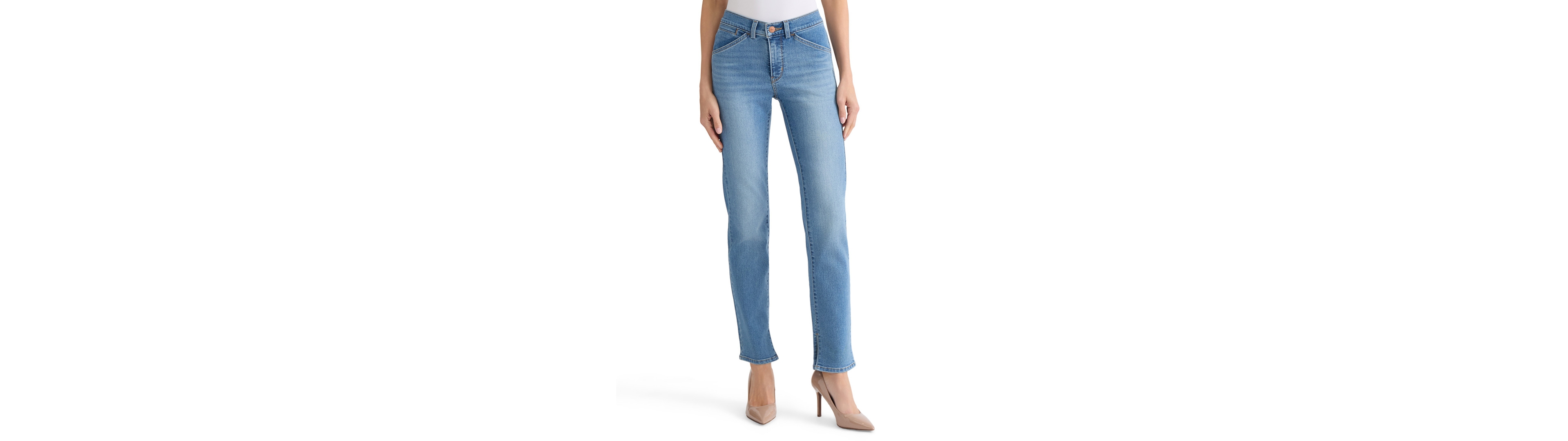 Jones New York Petite Slim-Leg with L-Pocket Mid-Rise Straight-Leg Jeans