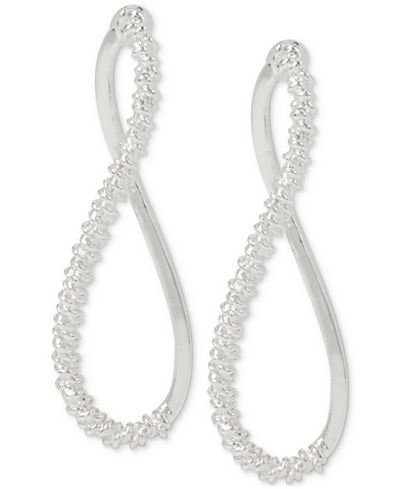 Touch of Silver Twist-Look Infinity Drop Earrings in Silver-Plated Metal
