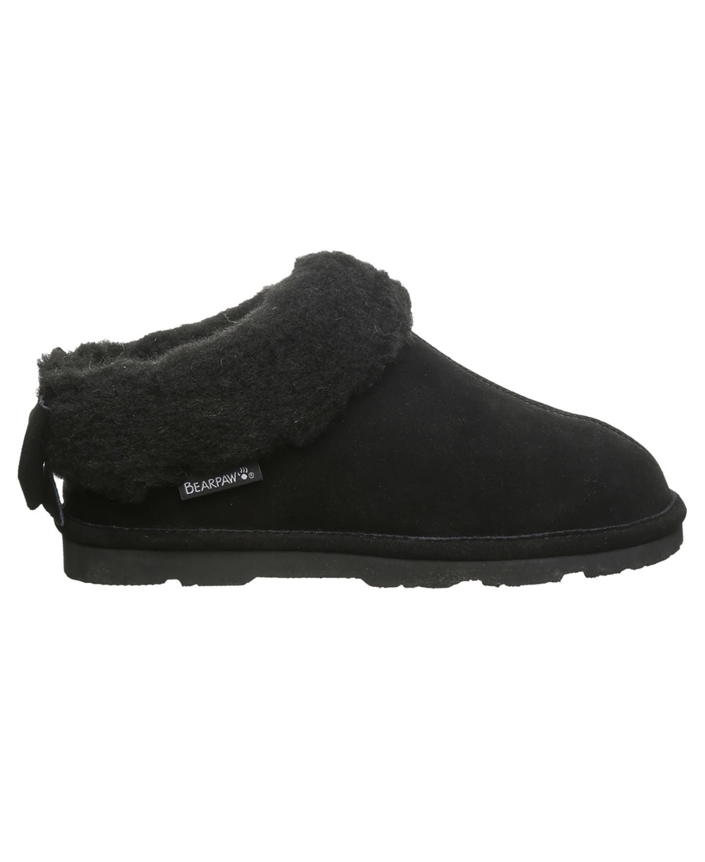 Женские тапочки BEARPAW Delanie Suede Slip-On Slippers, цвет: Чёрный — фото 2