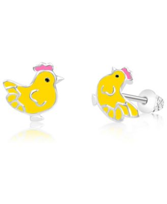 Kids Chicken Hypoallergenic Earrings for Girls with Surgical Titanium Screwbacks