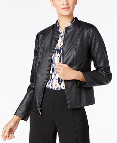 Alfani Seamed Faux-Leather Jacket, Only at Macy's