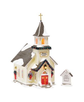 Snow Village Holy Family Light-Up Church, Set of 2