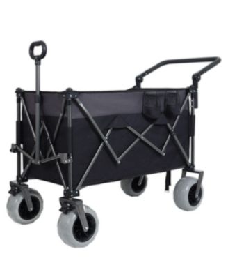 Multi-Functional Push-Pull Folding Wagon Cart, Rotating Handle,9"x4" Tires,400L Large Capacity for Beach, Groceries, Outdoor Transport