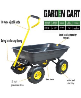 Foldable Multi-Functional Garden Dump Wagon Cart,300lb 55L Steel Frame,10" Pneumatic Tires, Cart for Yard, Lawn, Outdoor