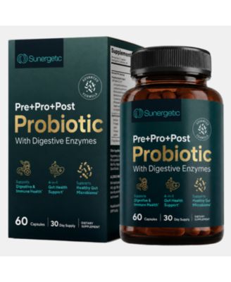 4-in-1 Probiotic Prebiotic Postbiotic Digestive Enzymes for Men and Women, Gut Health and Immunity Support, 60 Count