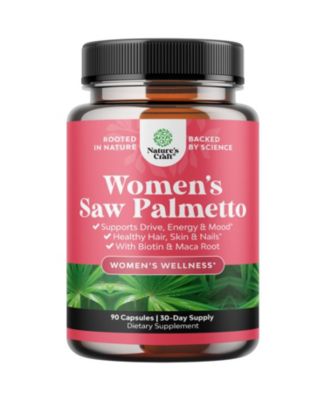 Saw Palmetto 500milligram Capsules for Women with Maca Root and Biotin - 90 Count
