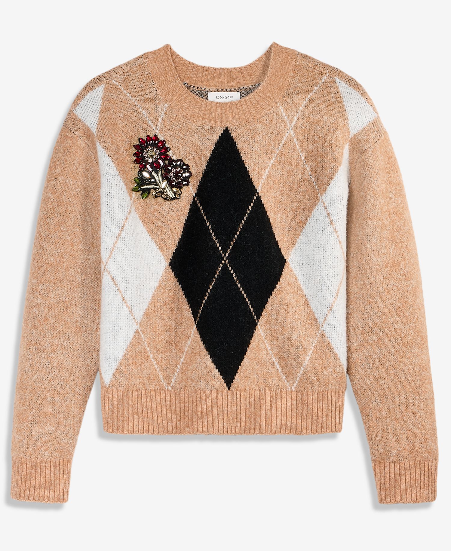 Women's Argyle Crewneck Pullover Sweater
