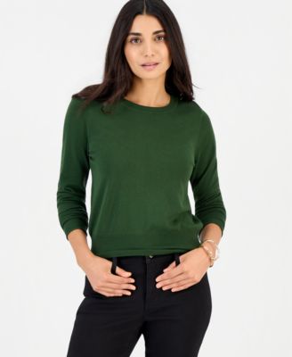 Petite Fitted Long-Sleeve Crewneck Sweater