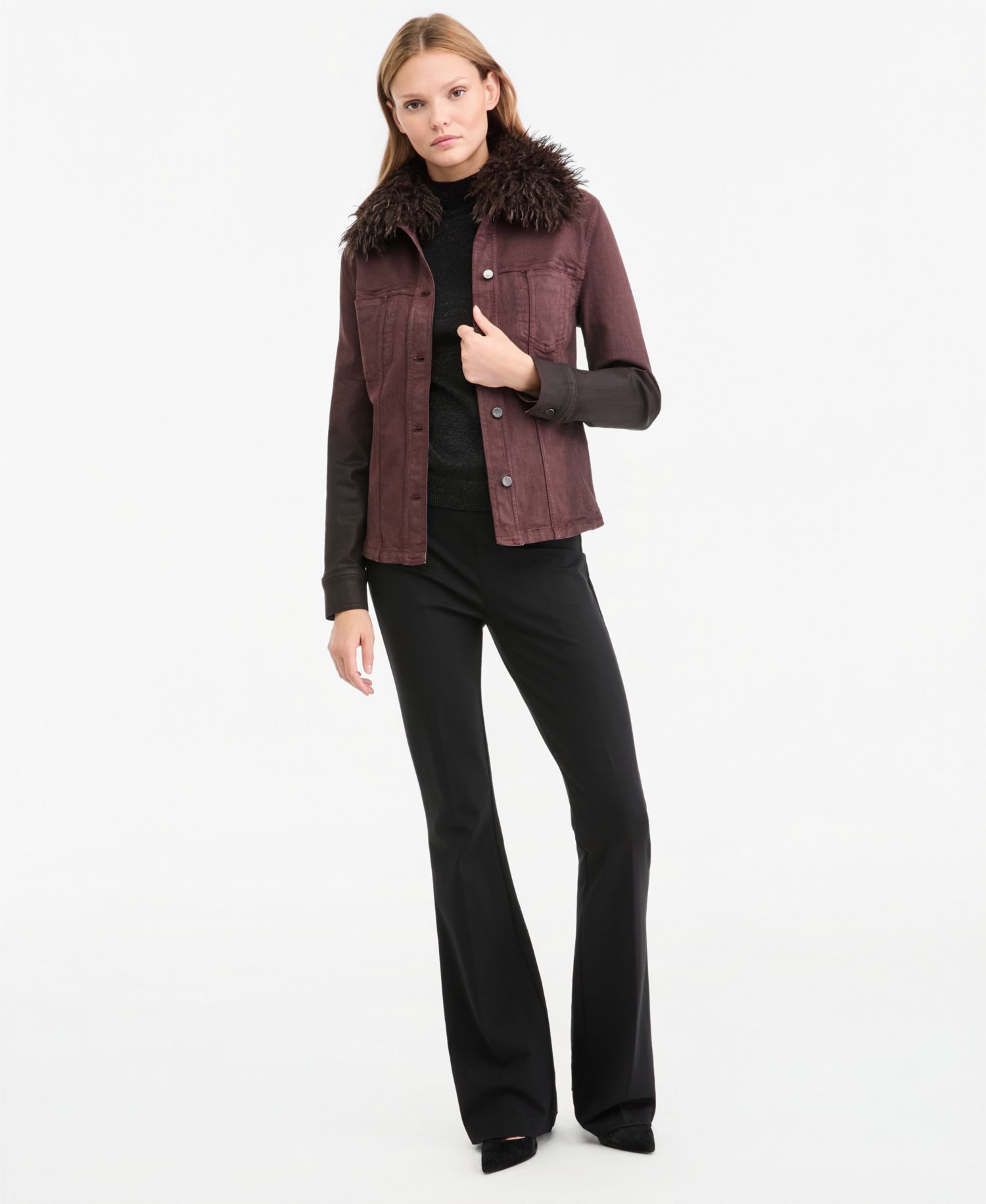 Women's Katherine Denim Removable Faux-Fur Collar Jacket, Macy's Exclusive