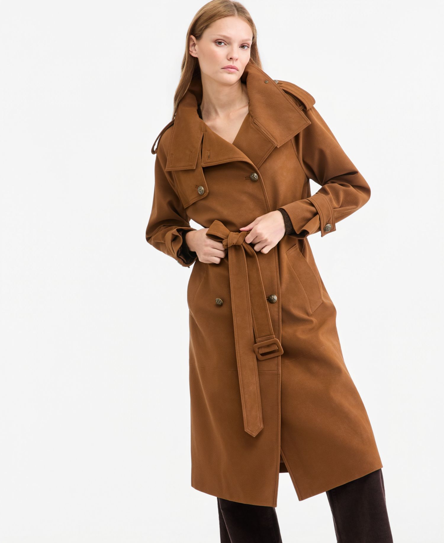 Women's Natalie Double-Breasted Faux Suede Trench Coat