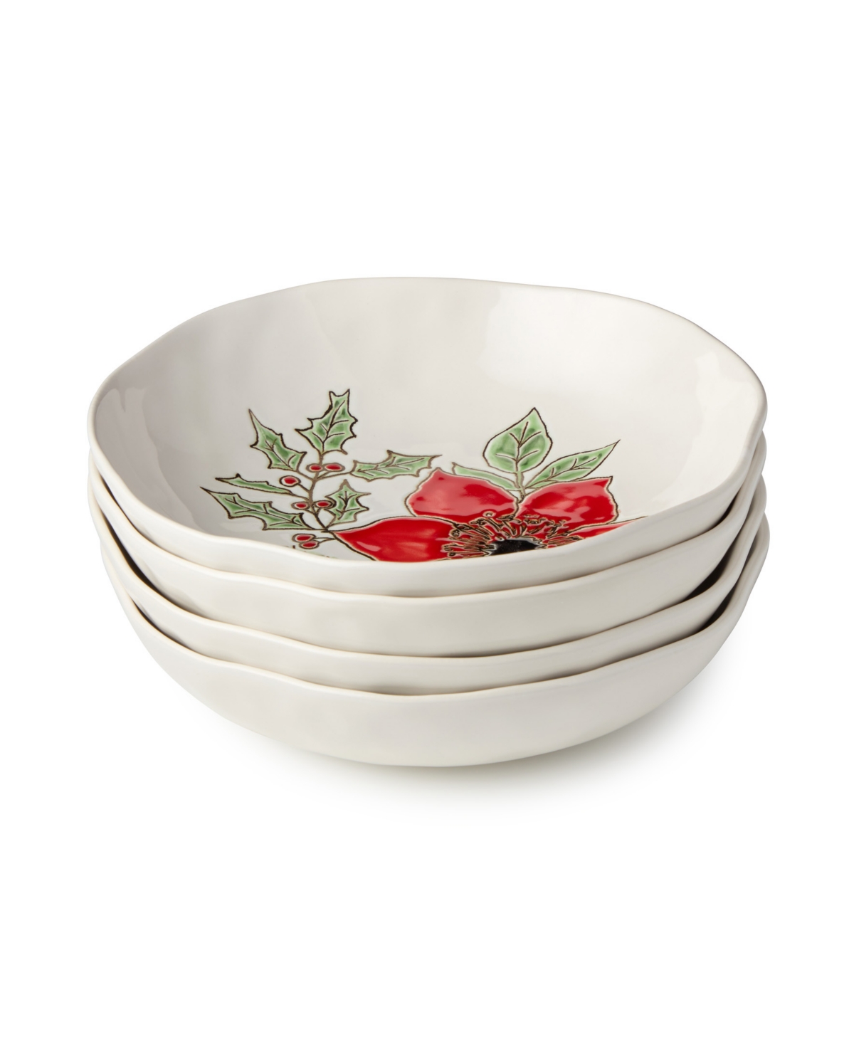 Certified International Festive Blooms Dinner Bowls, Set Of 4 In Miscellaneous
