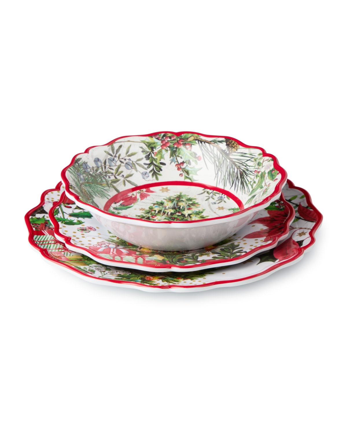 Certified International Santa's Delivery Melamine 12-Piece Dinnerware Set, Service For 4