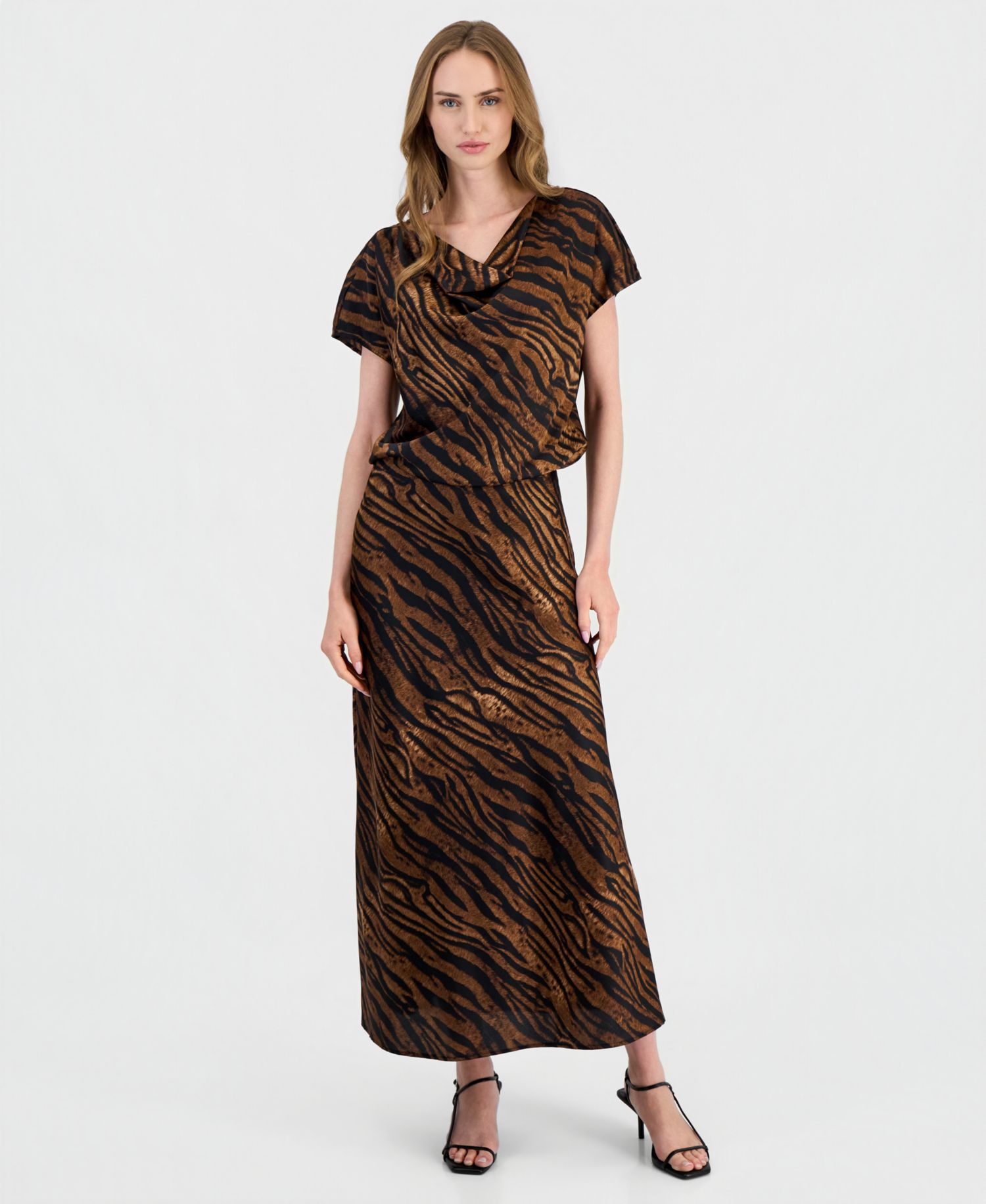 Women's Animal-Print A-Line Midi Skirt