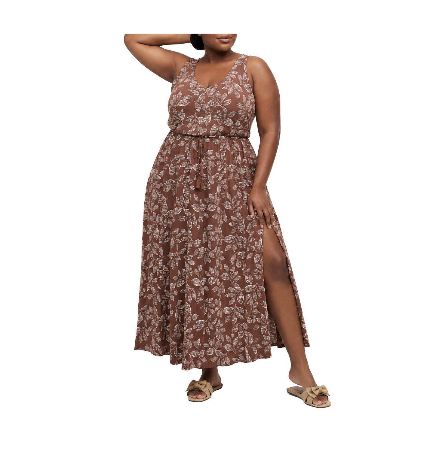 Женское платье Torrid Plus Size Belle Isle Cinched-Waist Maxi Sundress, цвет: Коричневый — фото 1