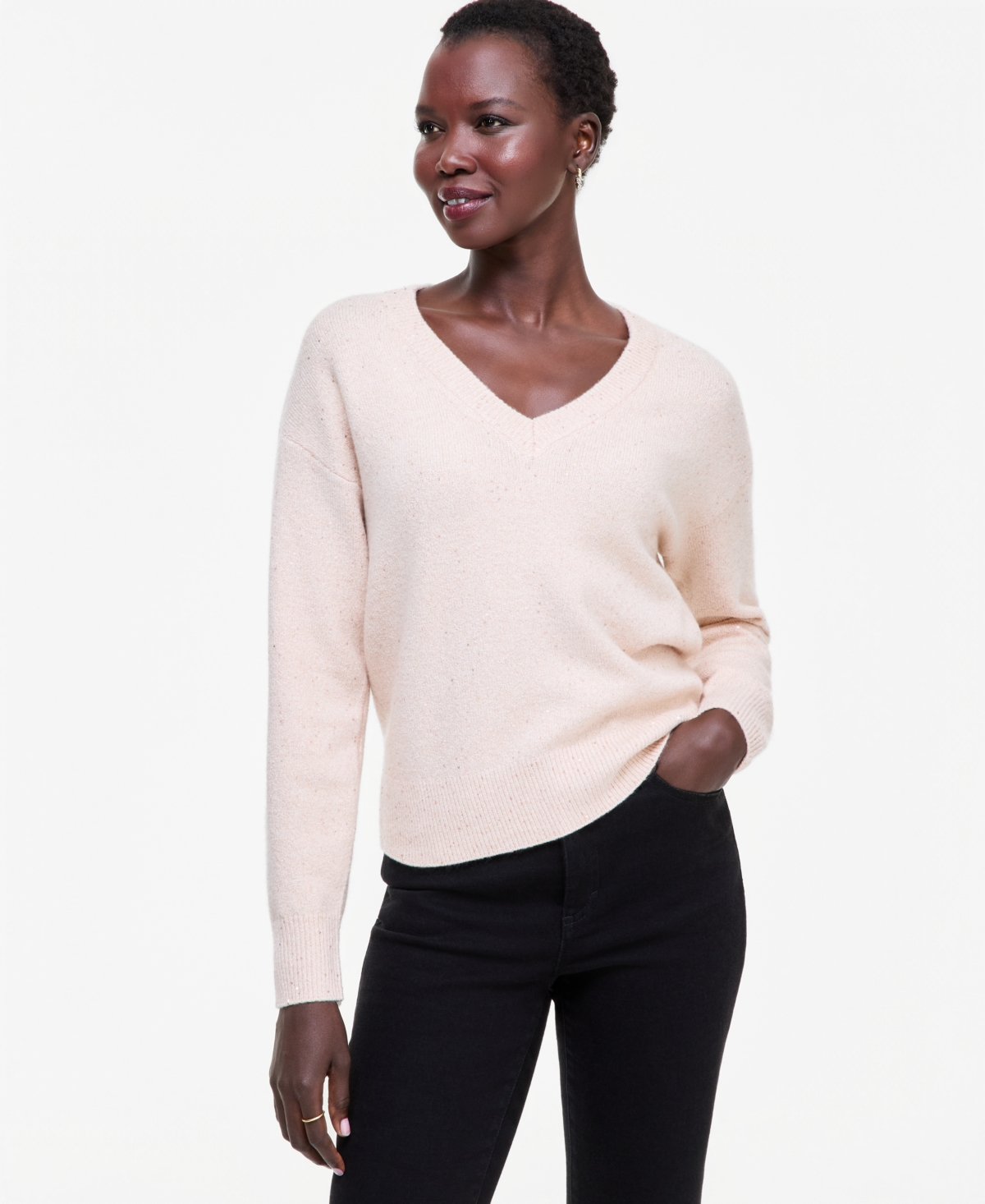 Inc International Concepts Women's Roving Sequin Long-sleeve Loose-fit Sweater, Macy's Exclusive In Pastel Ros