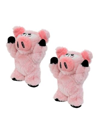 Jr Angry Animals Pig 2 Pack, Durable Plush Squeaky Dog Toy