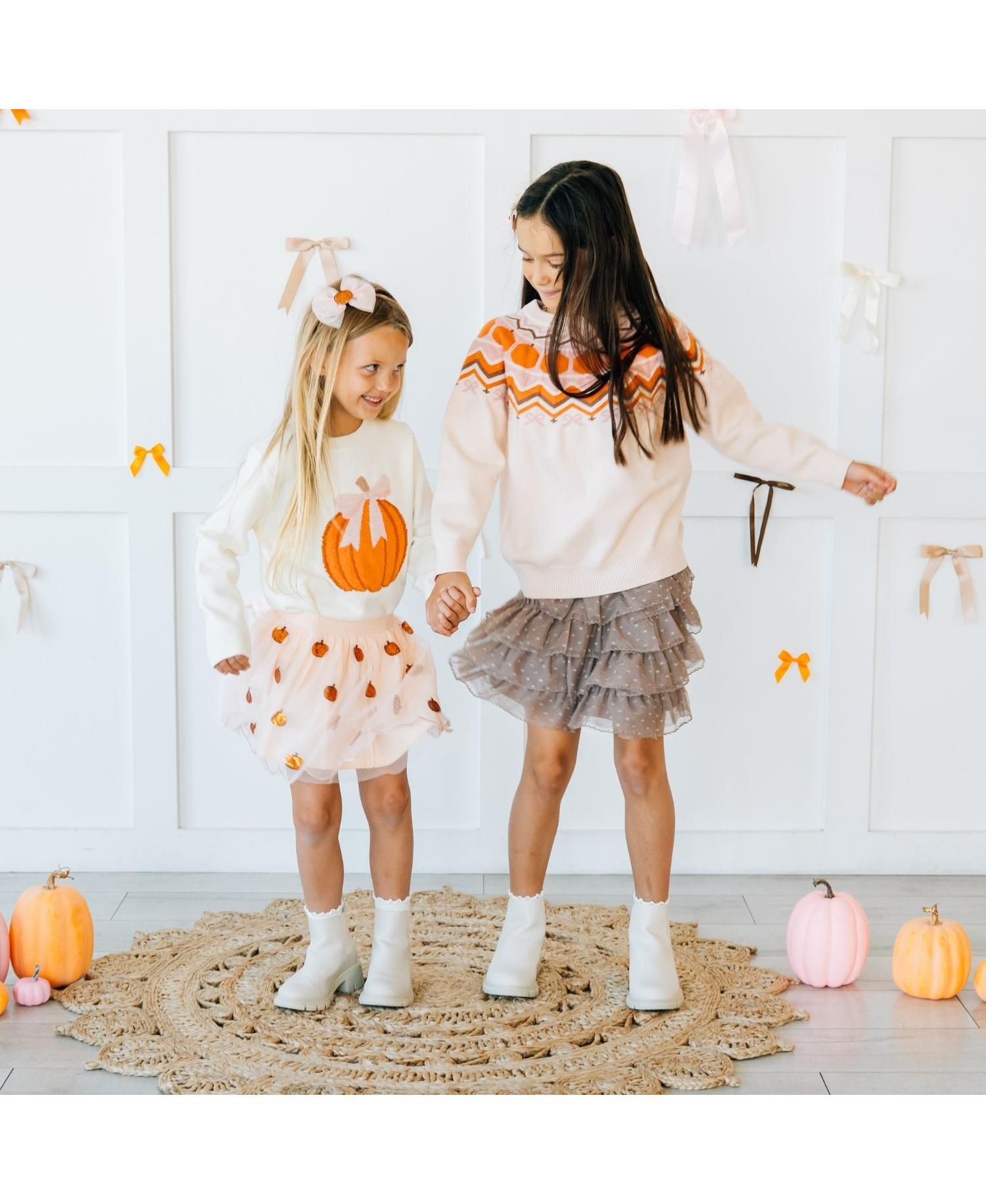 Little Girls Pumpkin Fair Isle Sweater