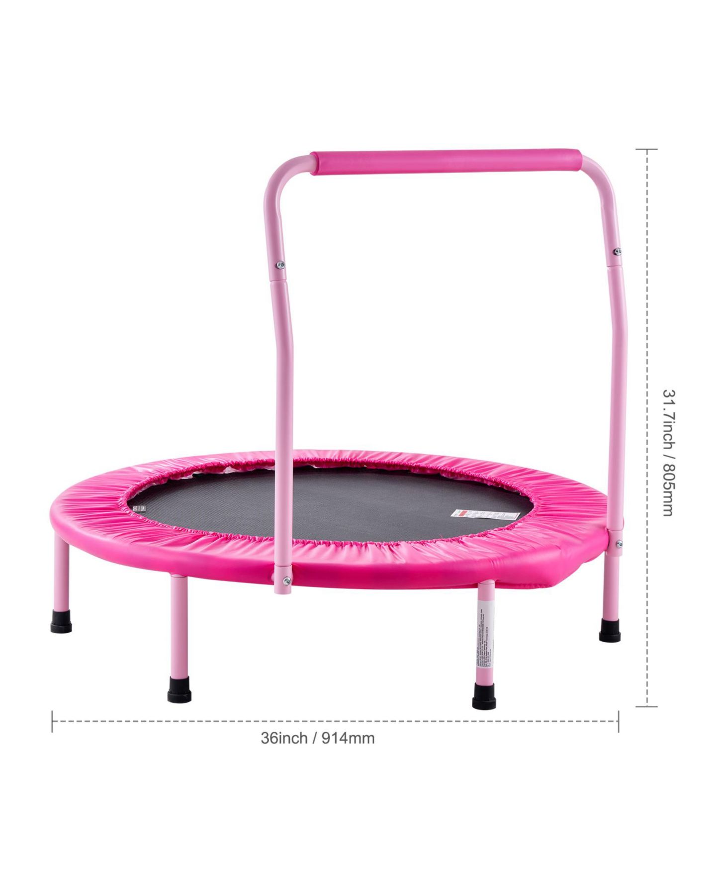 Детская игрушка HONGGE 36" Foldable Padded Handle Trampoline, Ages 3+, цвет: Нежно-розовый — фото 8