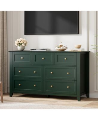 54" Wide 7-Drawer Dresser with Metal Knobs, Modern Chest for Bedroom