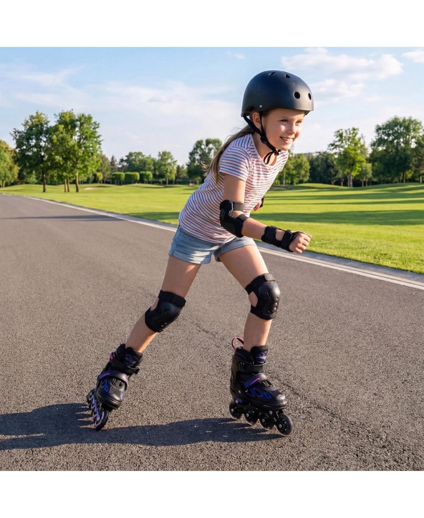 Детские игрушки HONGGE 4-Size Adjustable Light-Up Wheel Inline Skates, Ages 7+, цвет: Фиолетовый / Чёрный — фото 2