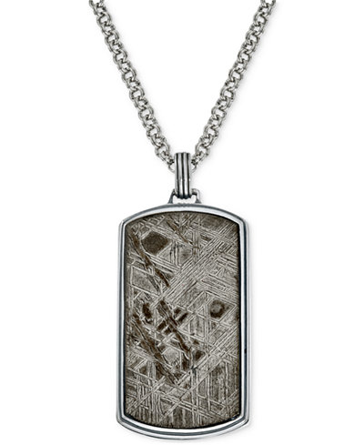 Esquire Men's Jewelry Meteorite Dog Tag in Sterling Silver, Only at Macy's