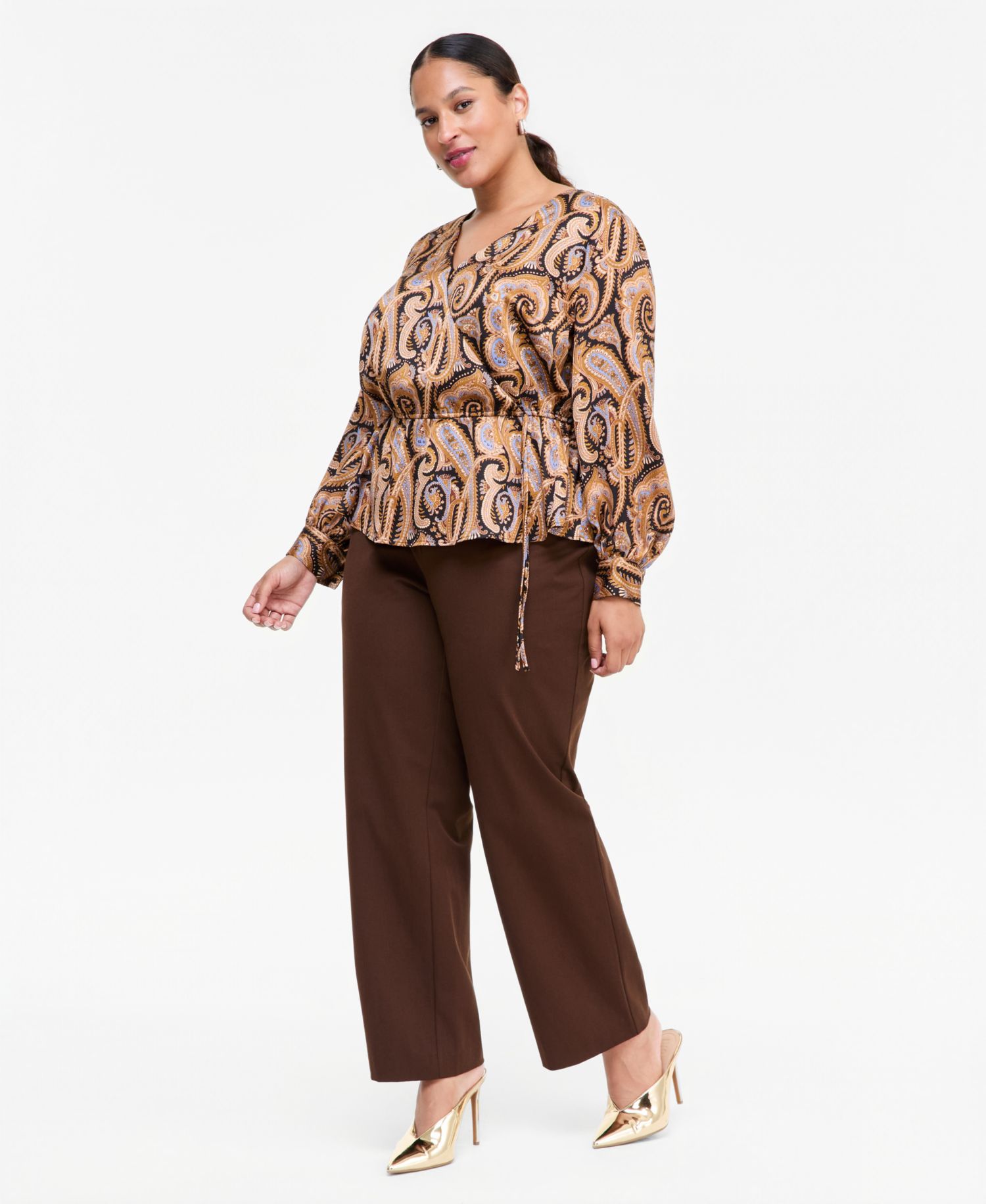 Plus Size Printed Peplum Blouse
