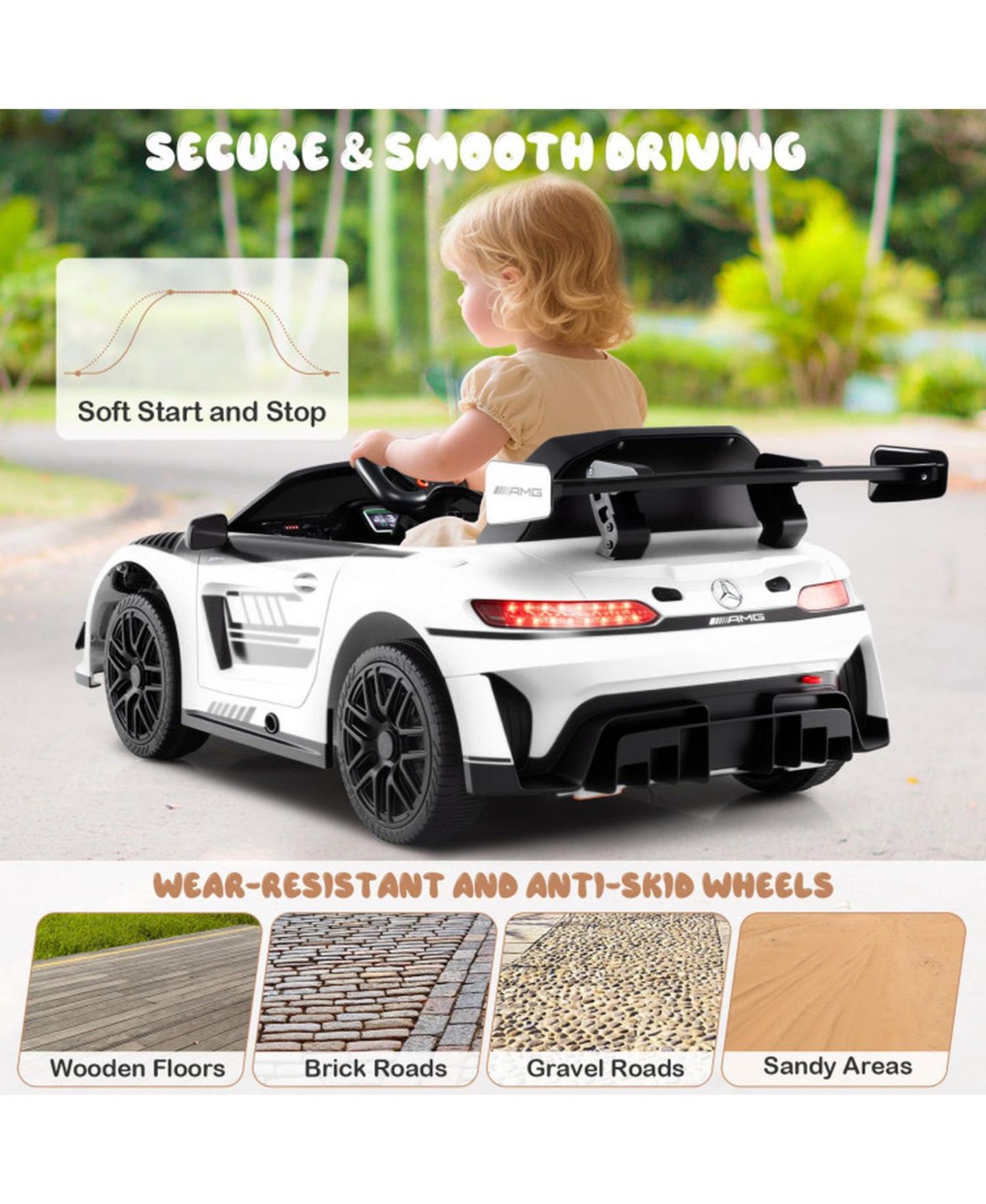 Детская игрушка HONGGE 12V Sports Car Remote Control with Adjustable Speed Ride-On, Ages 3-7, цвет: Белый — фото 6