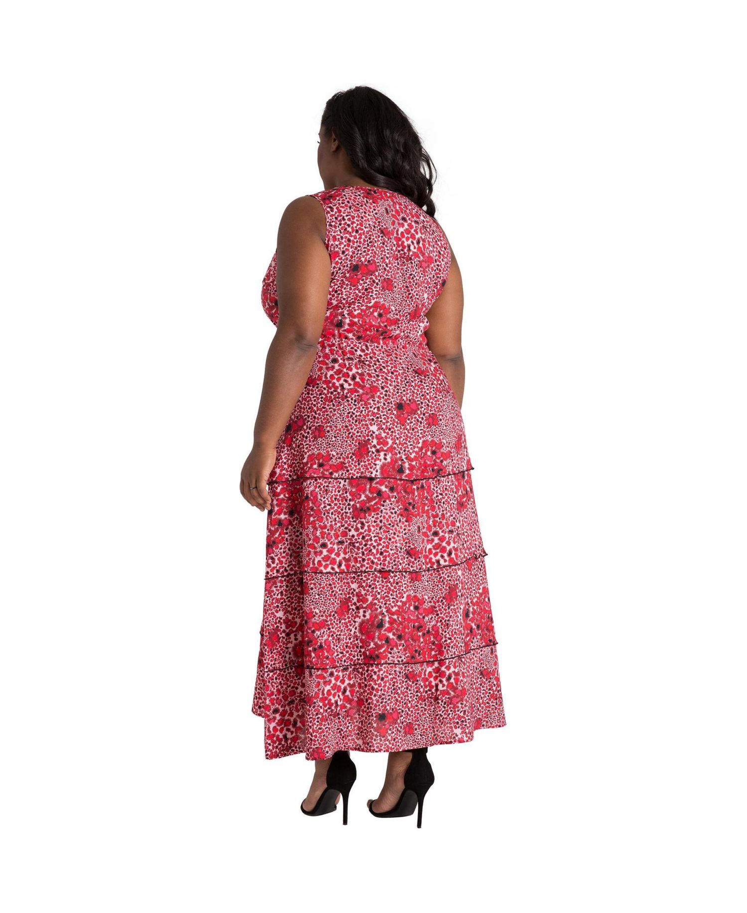Plus Size Curvy Sleeveless Leopard Print Maxi Dress