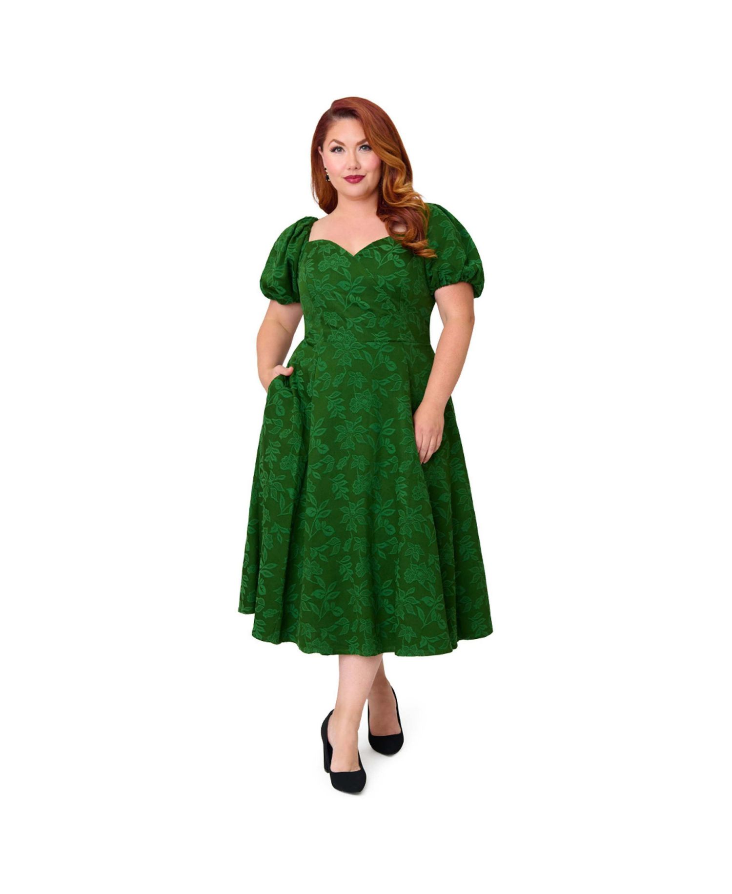 Plus Size Jacquard Sweetheart Swing Dress