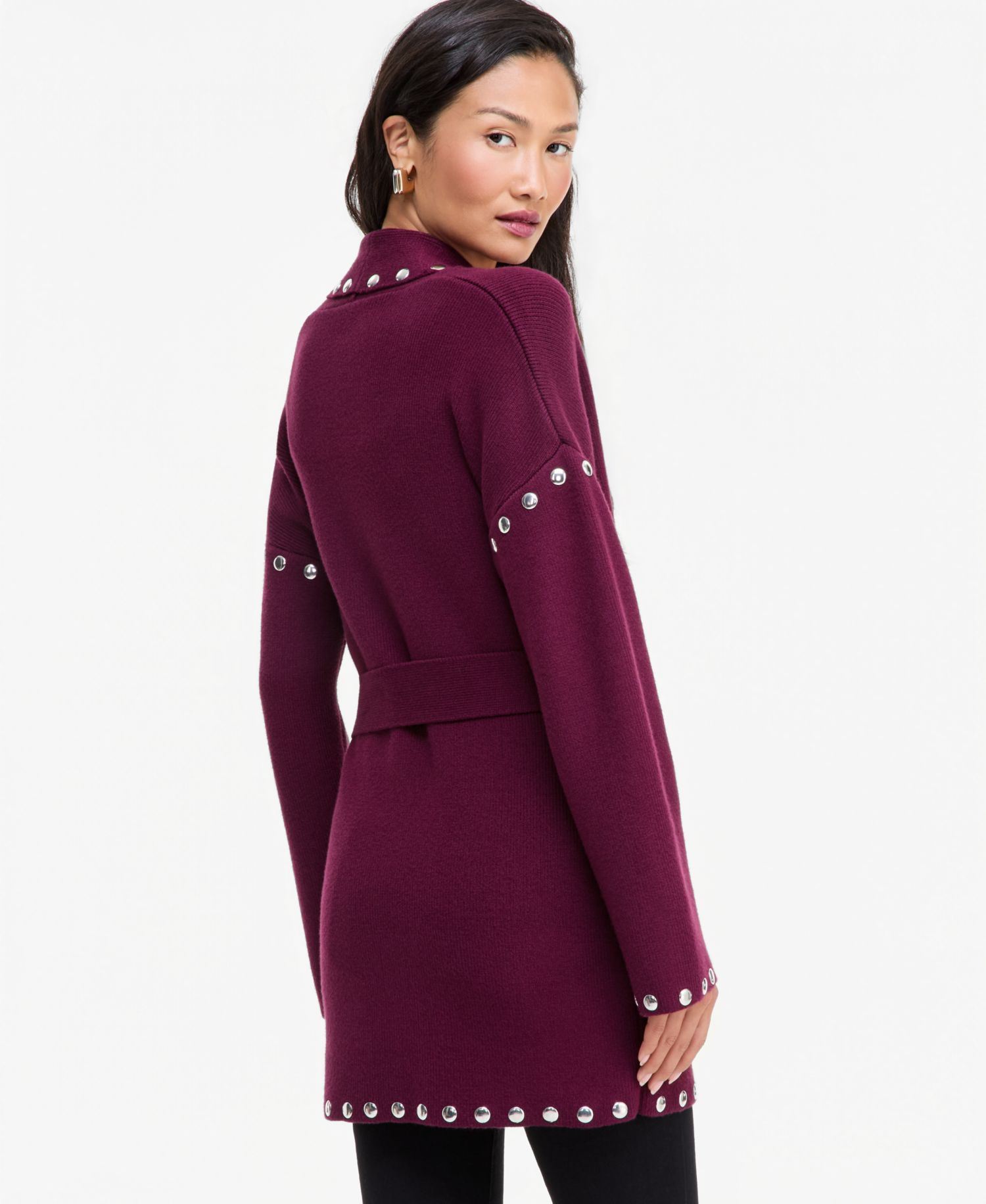 Women's Studded Belted Cardigan