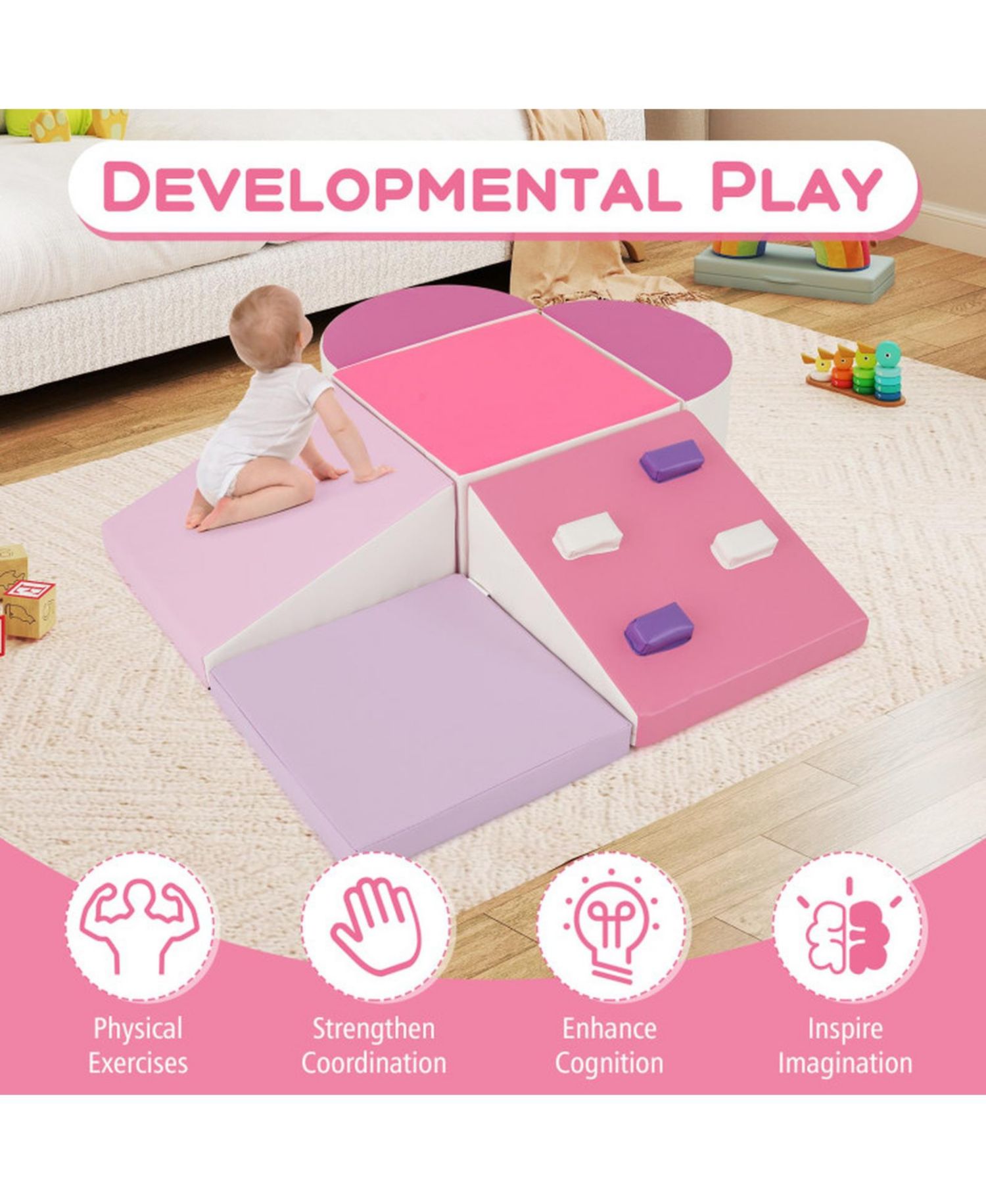 Toddler Standard Soft-Foam Climbing Triangle Ramp 6-Piece Play Set