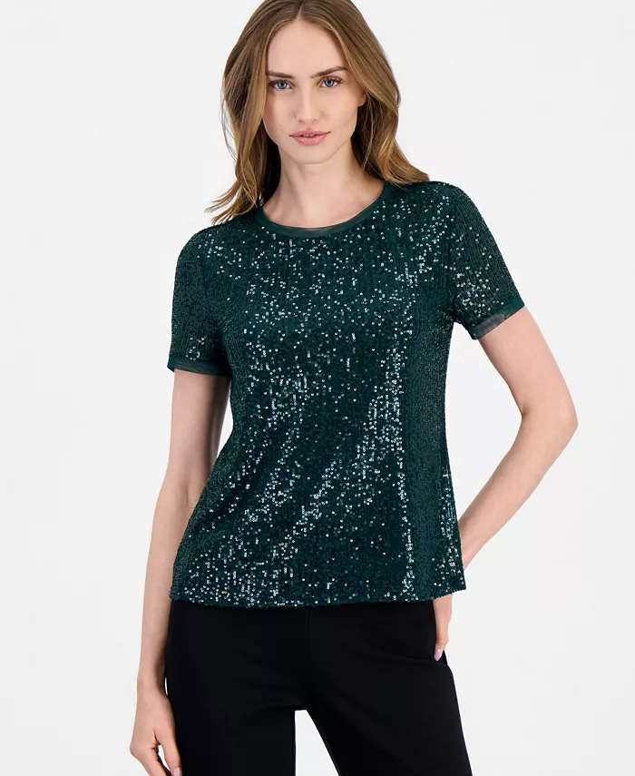 Women's Sequin Crewneck Short-Sleeve Tee - thumbnail 8
