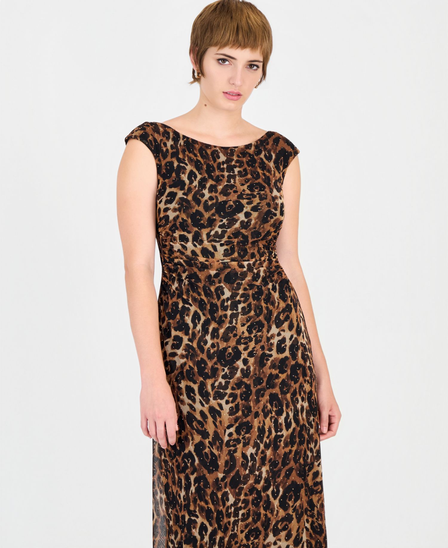 Women's Leopard-Print Allover-Sequin Midi Dress
