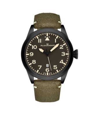 Men's Swiss Made Aviator A601.02  Quartz Watch with Dial, Suede Leather Strap, Sapphire Crystal, 42mm