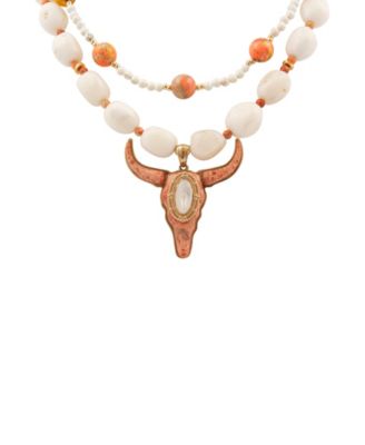 Longhorn Orange Sponge Coral Golden Necklace