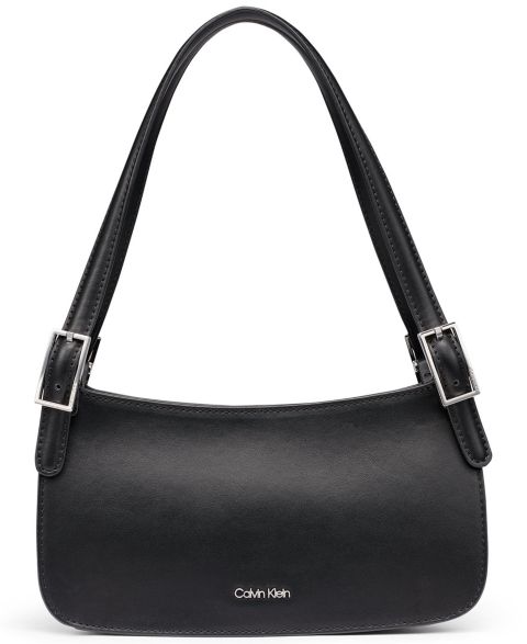 Женская сумка Calvin Klein Harlan Medium Detachable Strap Shoulder Handbag, цвет: Чёрный / Серебряный