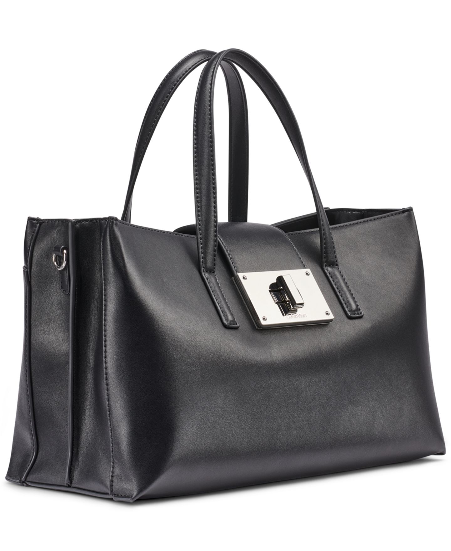 Женская сумка Calvin Klein Saige Medium Satchel Handbag, цвет: Чёрный / Серебряный — фото 5