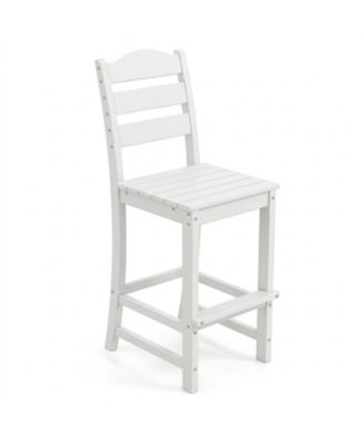 30 in HDPE Outdoor Counter Height Bar Stool with Back and Footrest