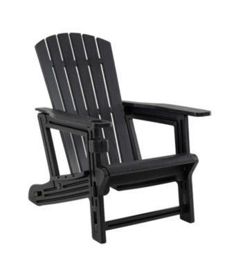 HDPE Adirondack Chair with Cup Holder and Wood Texture for Patio