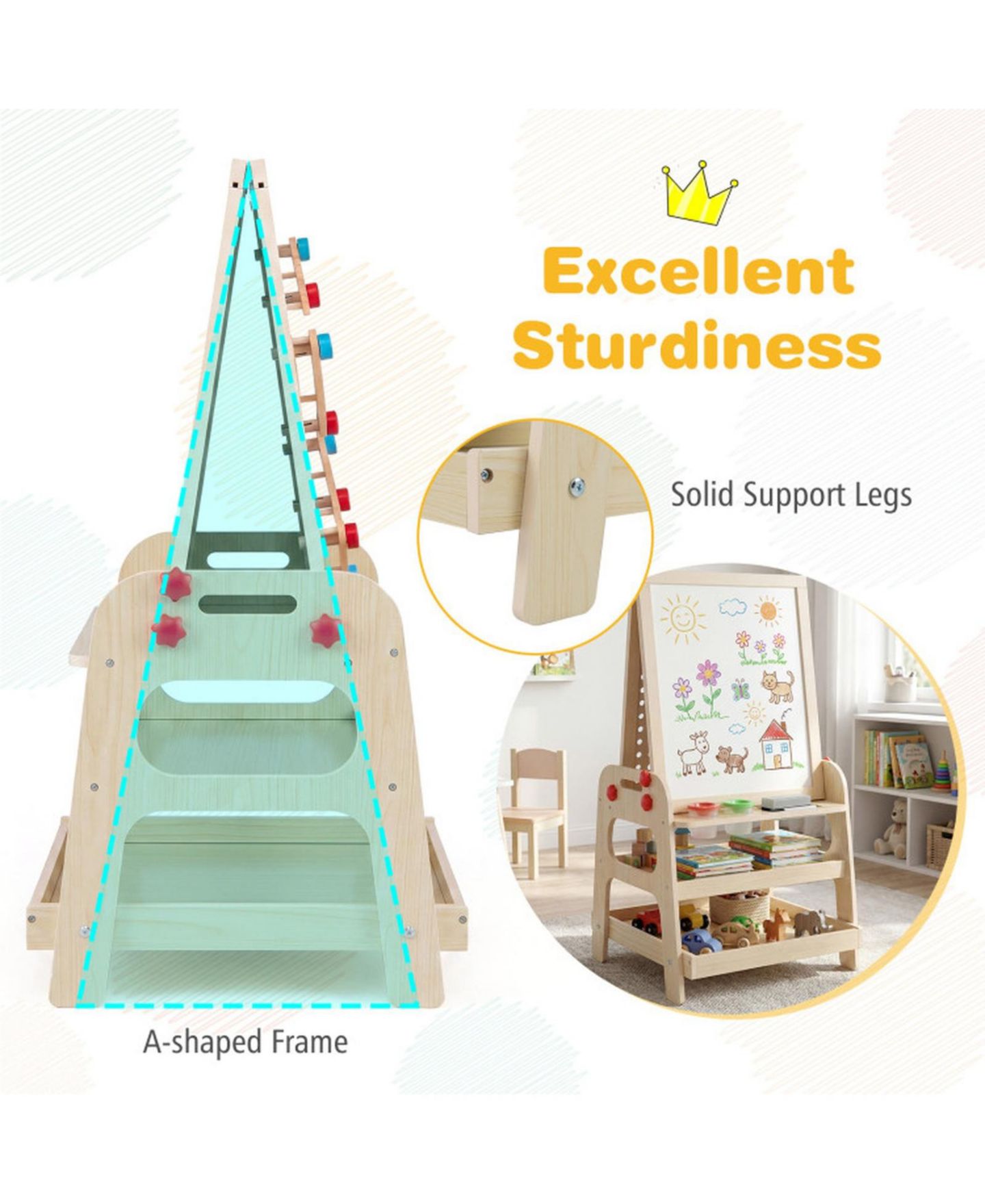 Детский конструктор HONGGE 2-in-1 Magnetic Art Easel and Marble Run Building Set, Ages 3+, цвет: Сосновый — фото 6