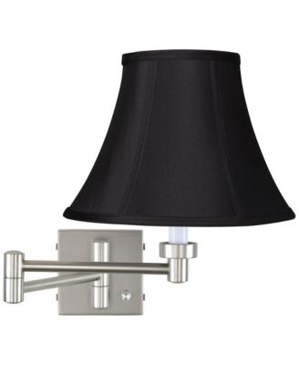 Modern Swing Arm Wall Lamp Brushed Nickel Plug-In Light Fixture Bell Shade for Bedroom Bedside Reading