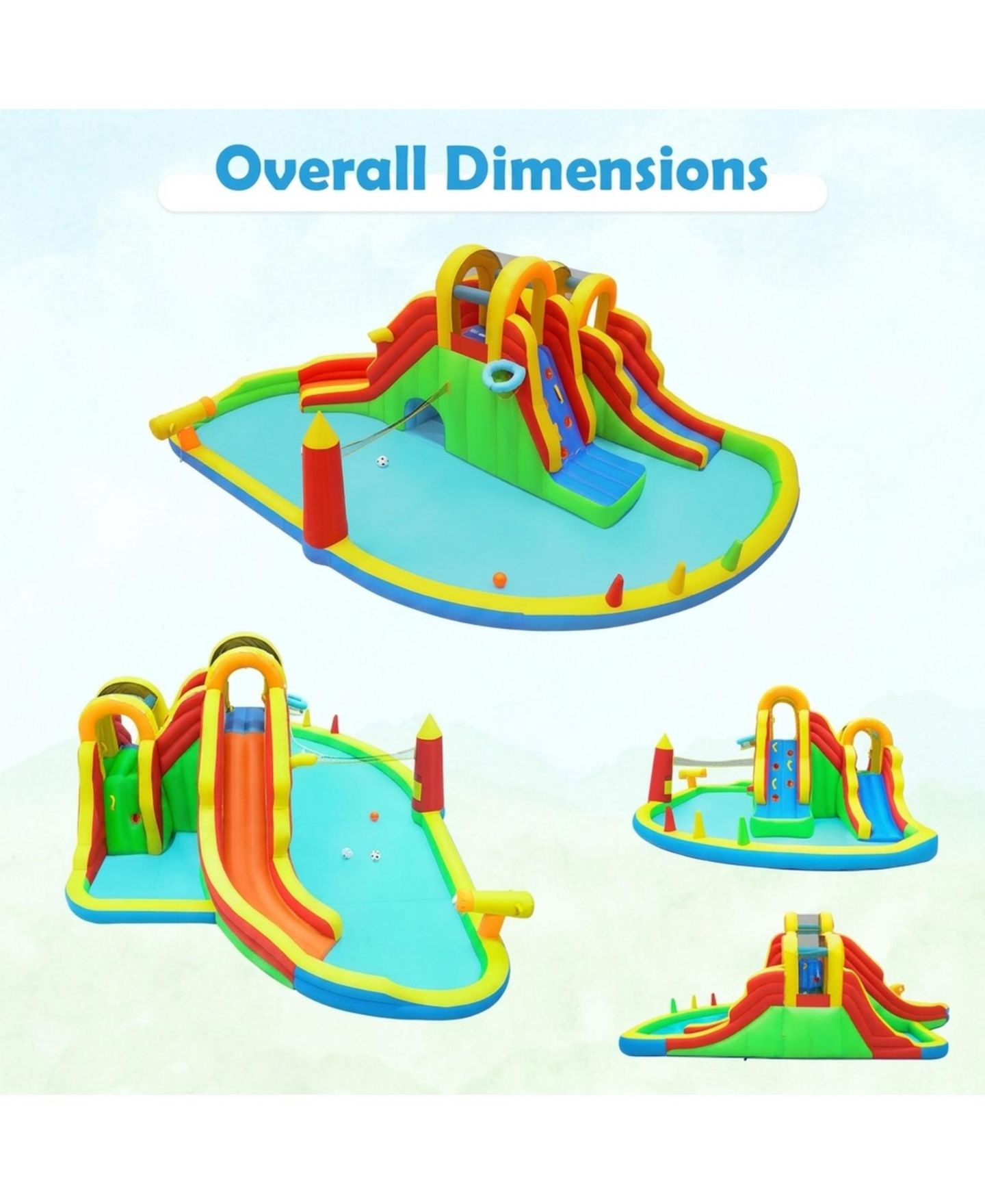 Детские игрушки HONGGE 8-in-1 Giant Inflatable Bounce House with 2 Long Slides, 420D Oxford Cloth, Up to 200 lbs, Ages 3-12, цвет: Синий — фото 7