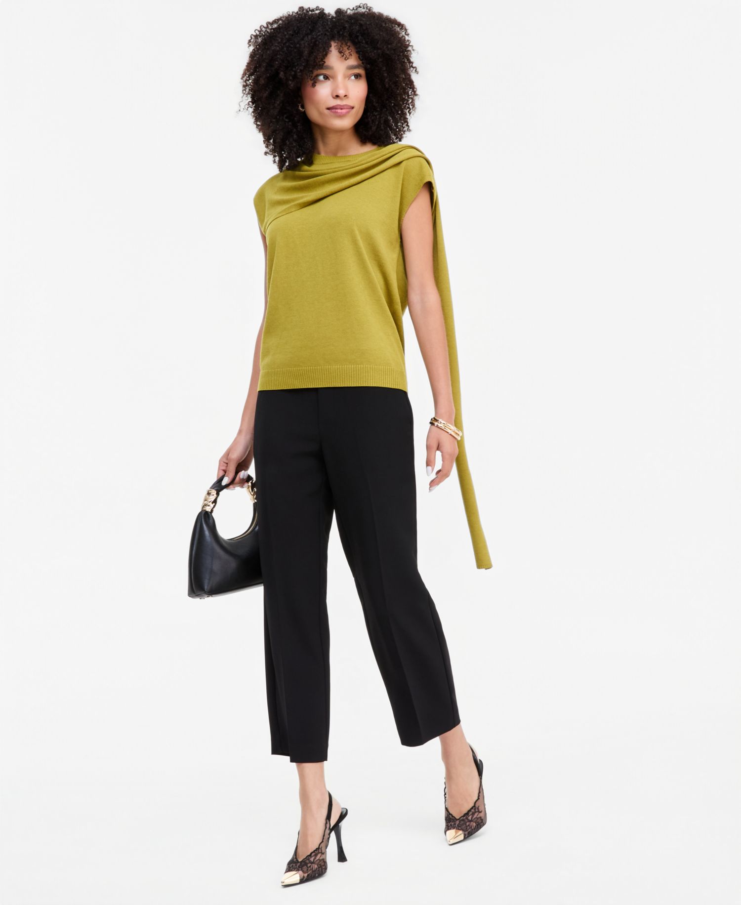 Women's Sleeveless Scarf-Detail Sweater