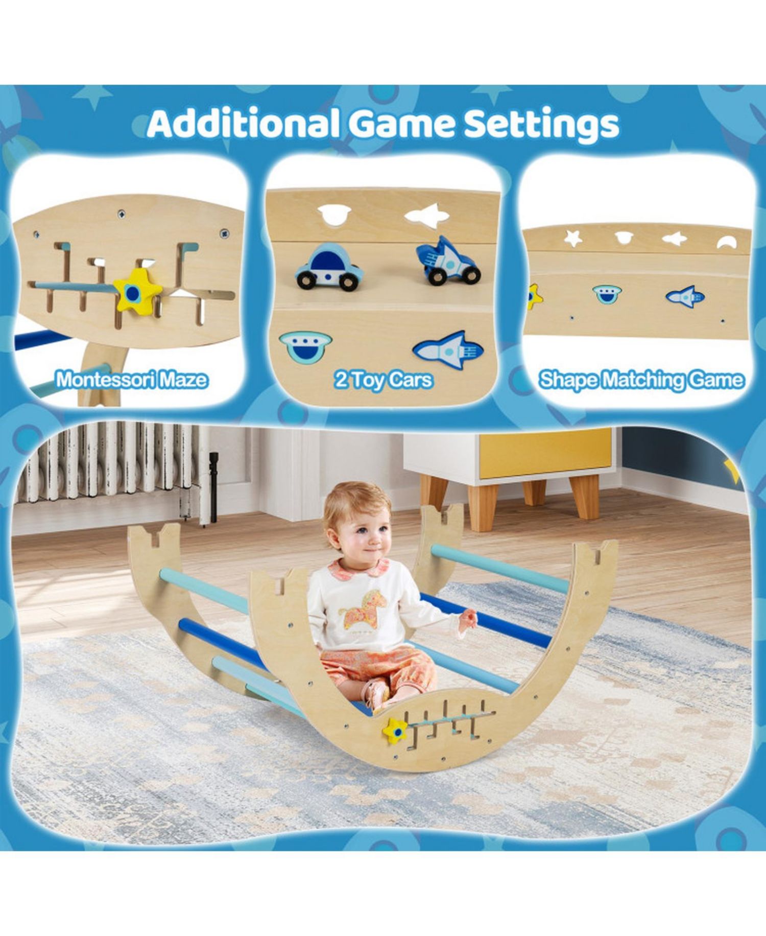 8-in-1 Foldable Pikler Triangle Montessori Anti-Tip Climbing Set