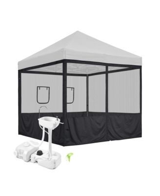InstaHibit 10x10Feet Pop Up Canopy Mesh Sidewalls and 17L Portable Hand Wash Station Combo, Food Vendor Booth Sanitation Kit for Outdoor Event