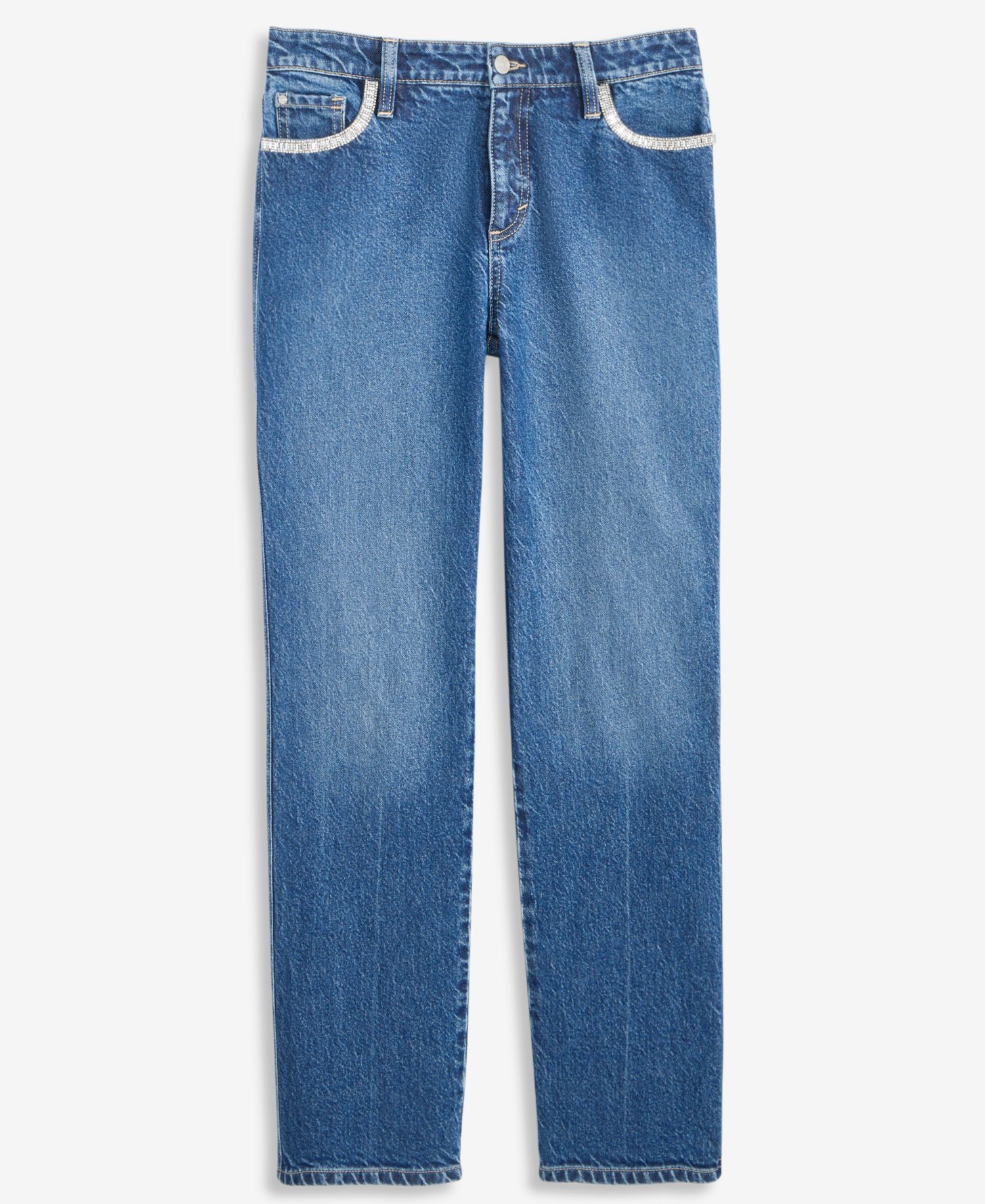 Women's Mid-Rise Slim-Straight Leg Embellished-Pocket Jeans