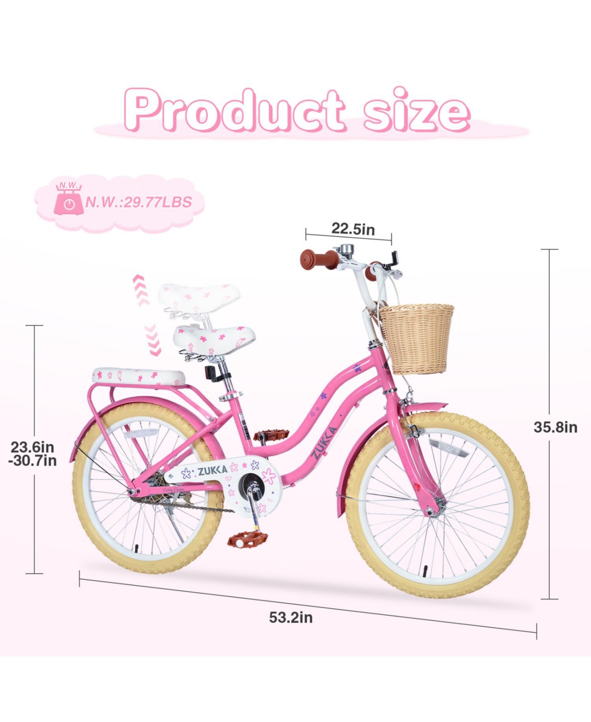 ECHTPeak 20 Inch Girls Bike, Single Speed Bicycle, with Rear Rack Bell, No Training Wheels Included, for 7-10 Years Old Kids