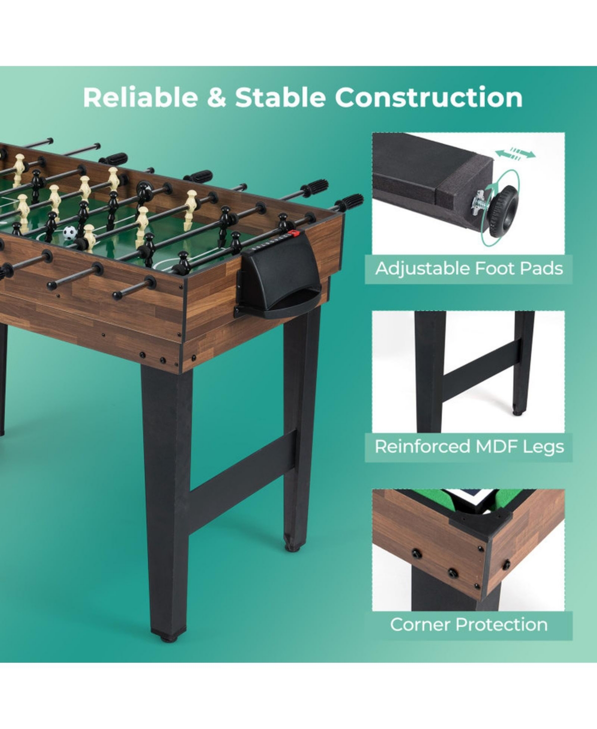 Sugift 10-in-1 Combo Game Table Set 50in Multi-Game Table with Foosball