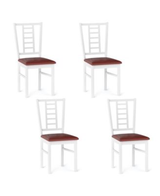 PU Leather Upholstered Rubber Wood Dining Chairs Set of 4
